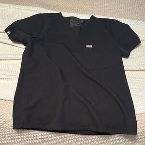 Figs Black one pocket scrub top